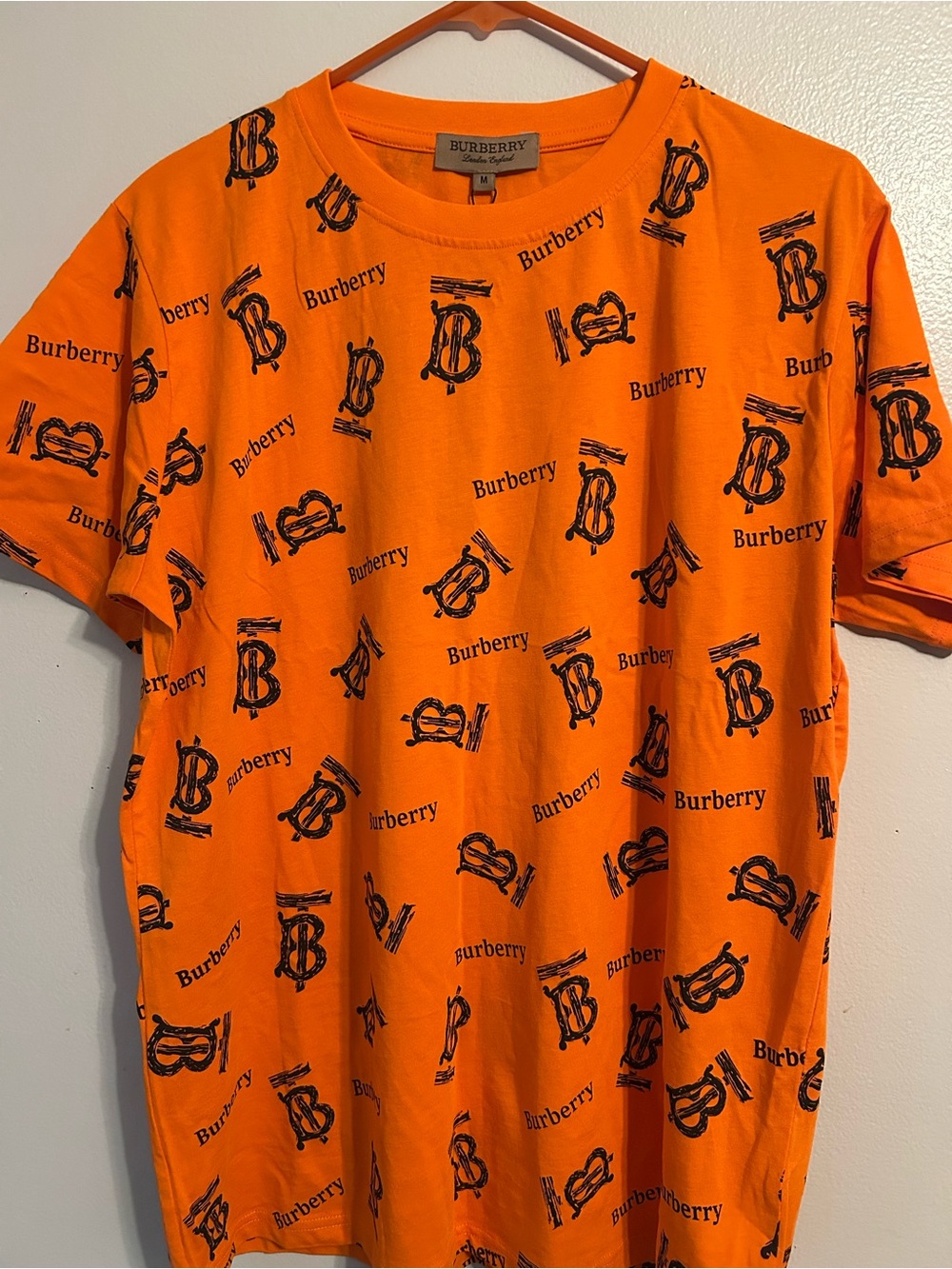 Burberry Orange Short-Sleeve Logo Print Tee